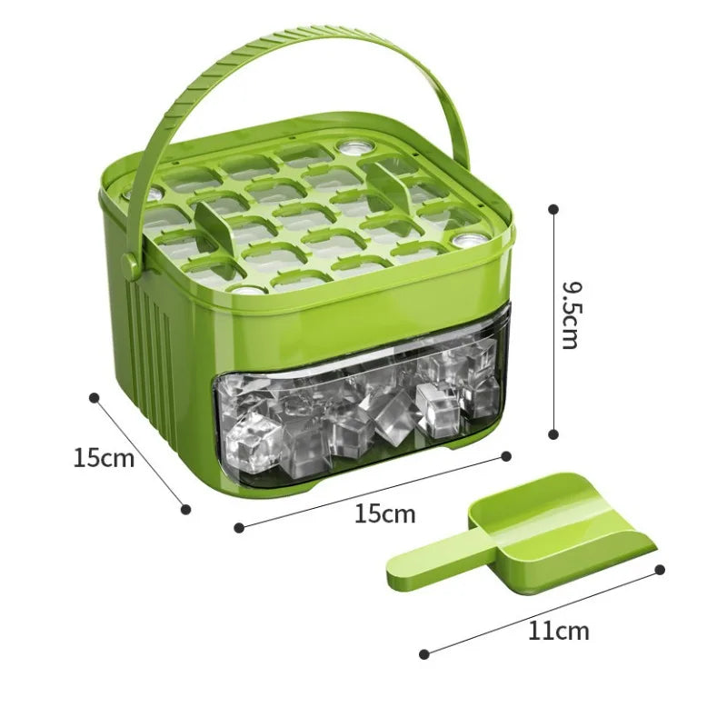 Hot Food-grade Ice Cube Mold Bucket, Press-type Ice Cube Mold, Refrigerator Frozen Ice Cube Food Storage Box Tray Zpaxo
