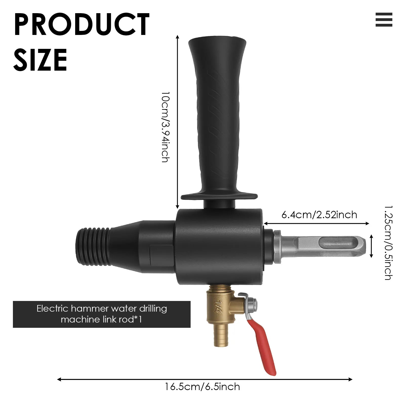 Electric Hammer Into Water Drill Turn Water Drill Water 2.2 cm Male to SDS Max Drill Adapter with 2 Connecting Rod for Drilling Zpaxo black