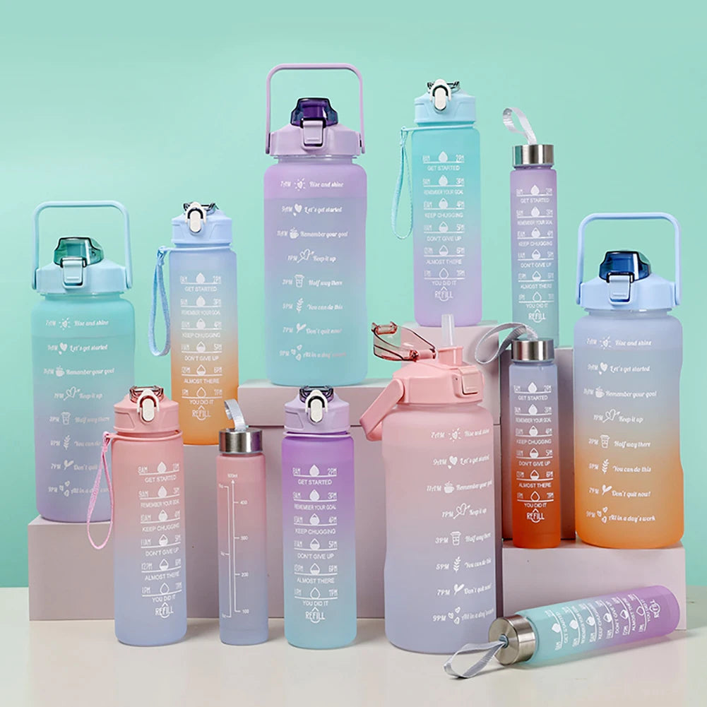 Sports Drink Bottle Frosted Gradient Outdoor Sport Water Reusable