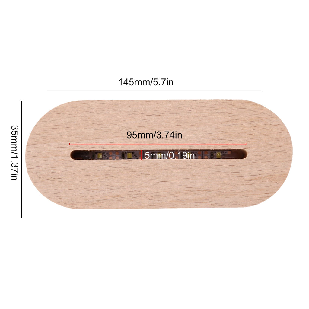 1- Oval Wooden LED Light Display Luminous Base Resin Letter Lamp