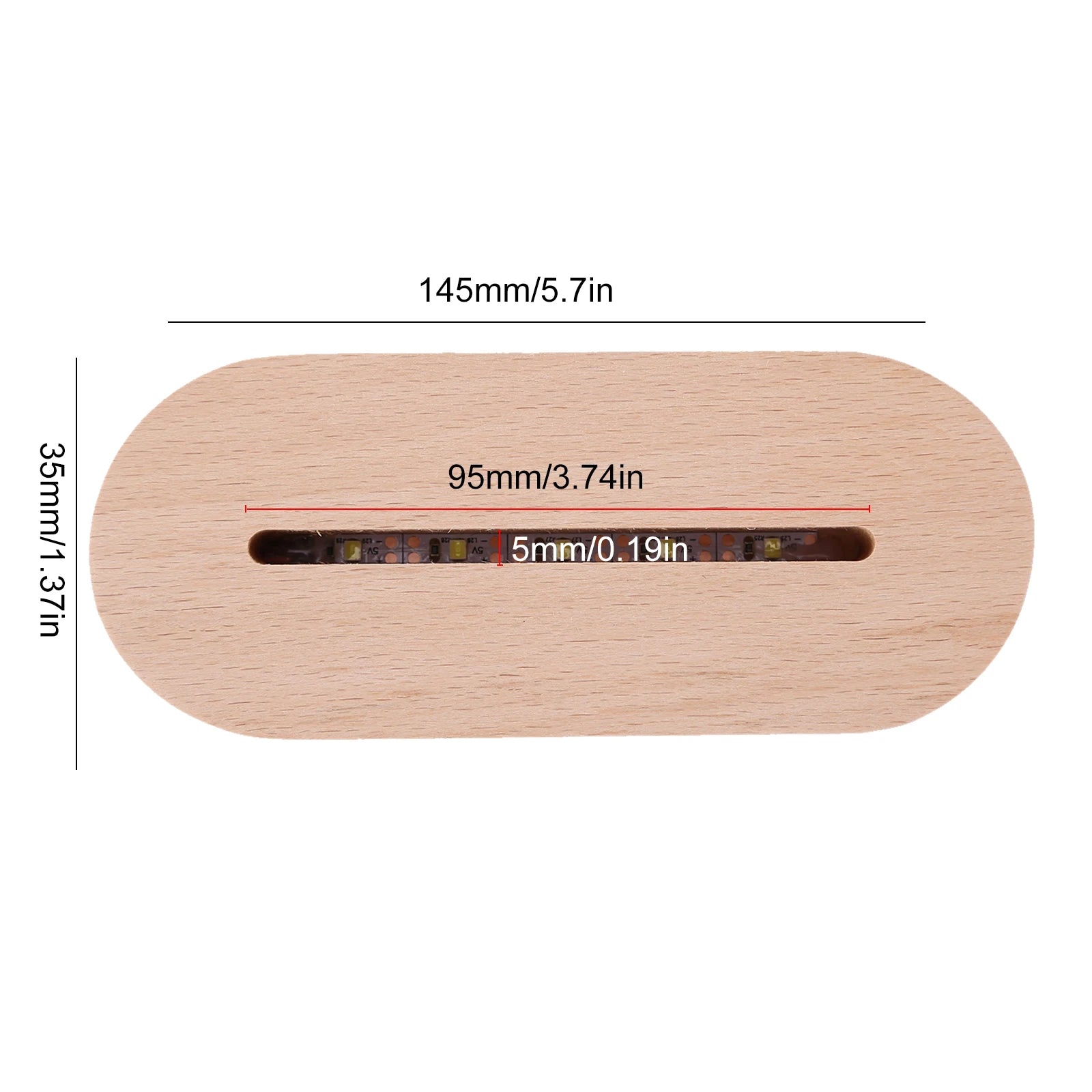 1- Oval Wooden LED Light Display Luminous Base Resin Letter Lamp
