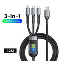 3-in-1 USB 100W 6A Fast Charger Cable Car Type-c Micro LIGHTNING