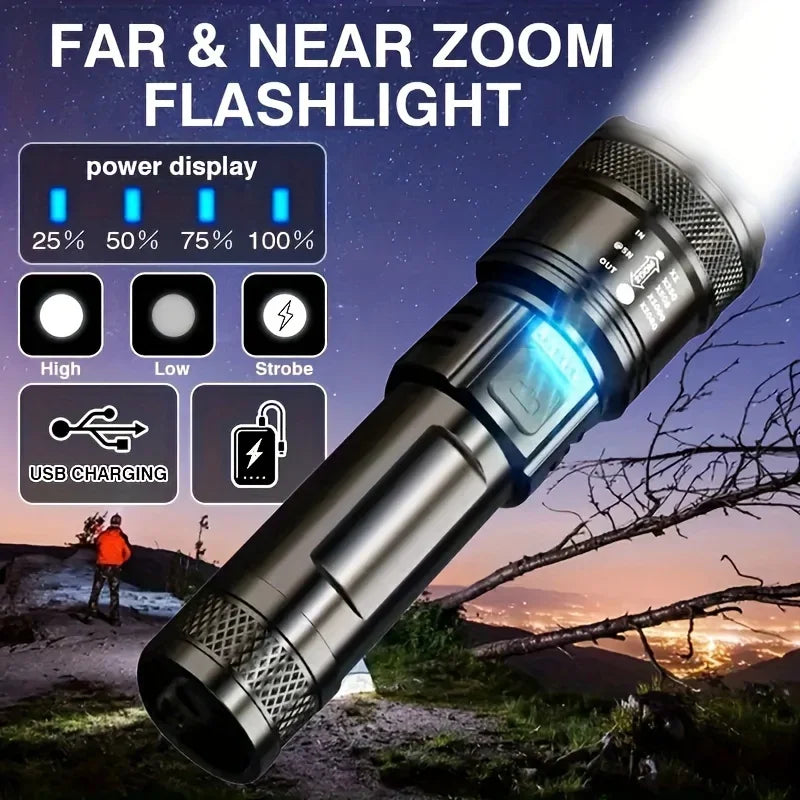 ESMARTER 1000 Lumen Zoom LED Flashlight USB Rechargeable Torch