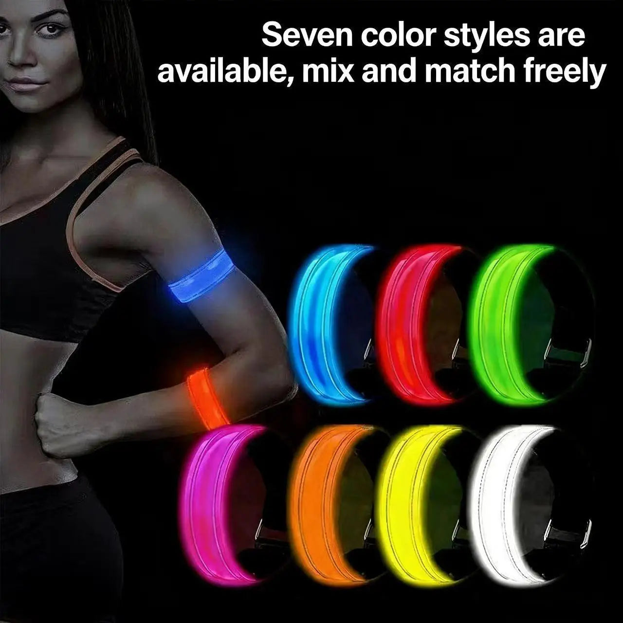 Outdoor Sports Armband LED Light Night Running Safety Belt USB Rechargeable Arm Leg Warning Wristband Cycling Bike Bicycle Light Zpaxo