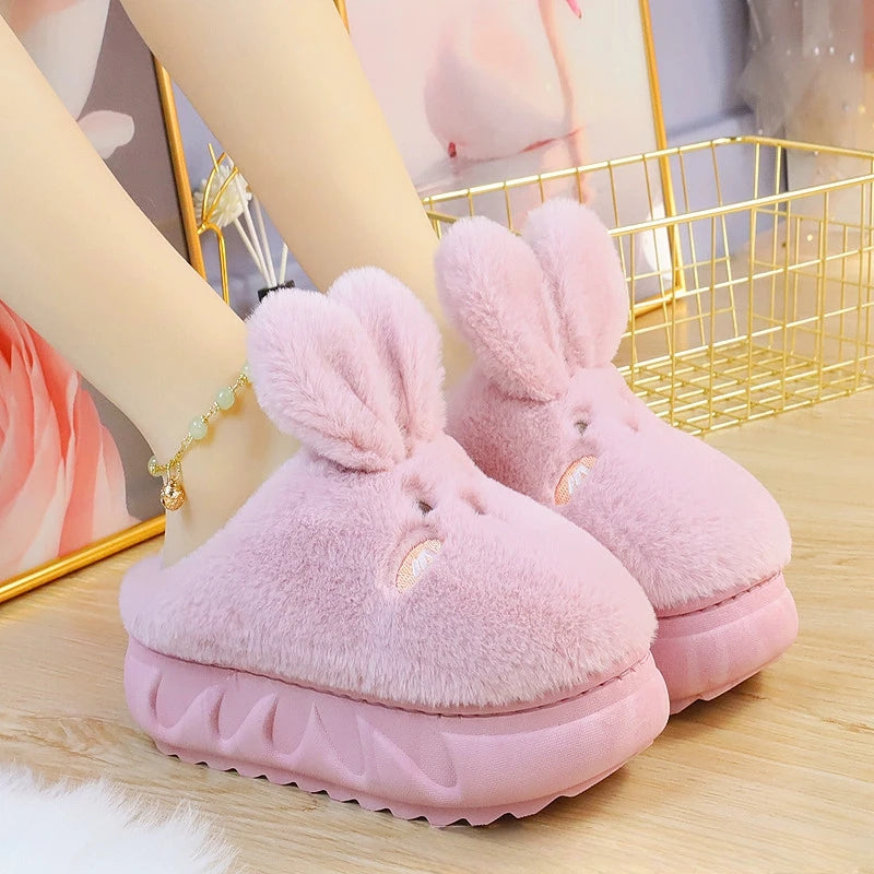 White Rabbit Hare Slippers Women's Cute Animal Platform Home Mules Zpaxo