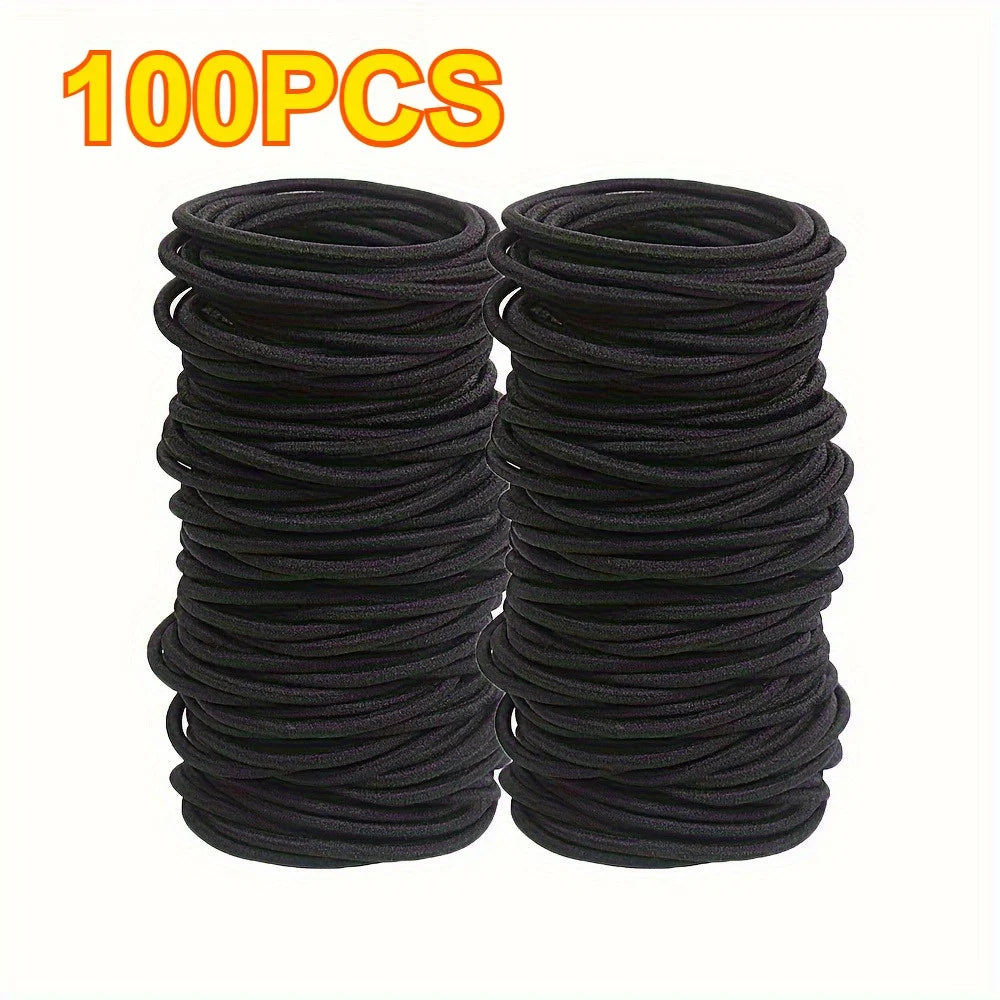 50/100pcs 3MM Black Small Hair Ties Elastic Hair Ties Ring Ponytail Holders for DIY Women Man Thick Curly Headband Accessories Zpaxo 100PCS