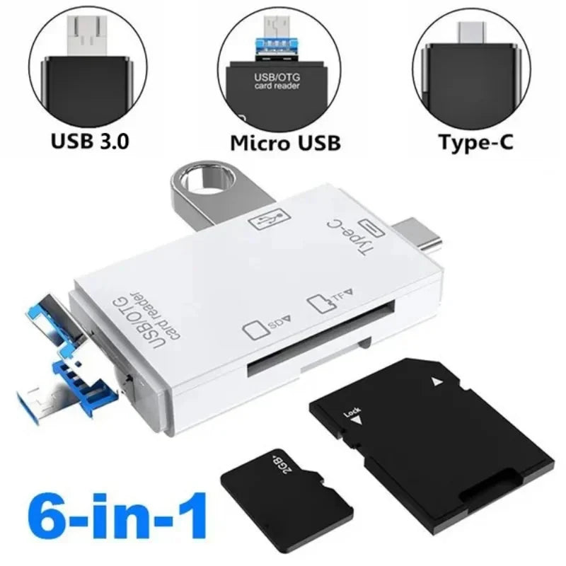 6 in1 Card Reader C OTG Micro SD Readerhigh Speed Flash Drive Smart