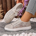 Women's Embroidery Breathable Comfortable Sneakers Women Fashionable Zpaxo Beige 40