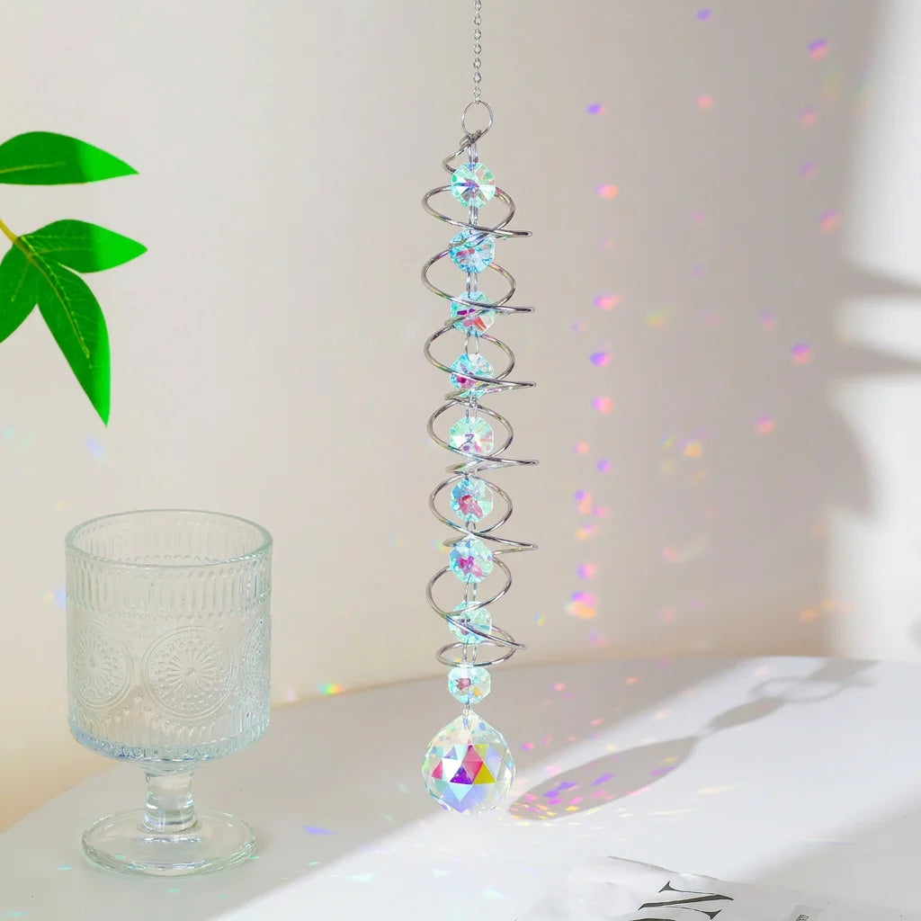 Spiral Crystal Suncatcher – Rainbow Maker Window Hanging Decor