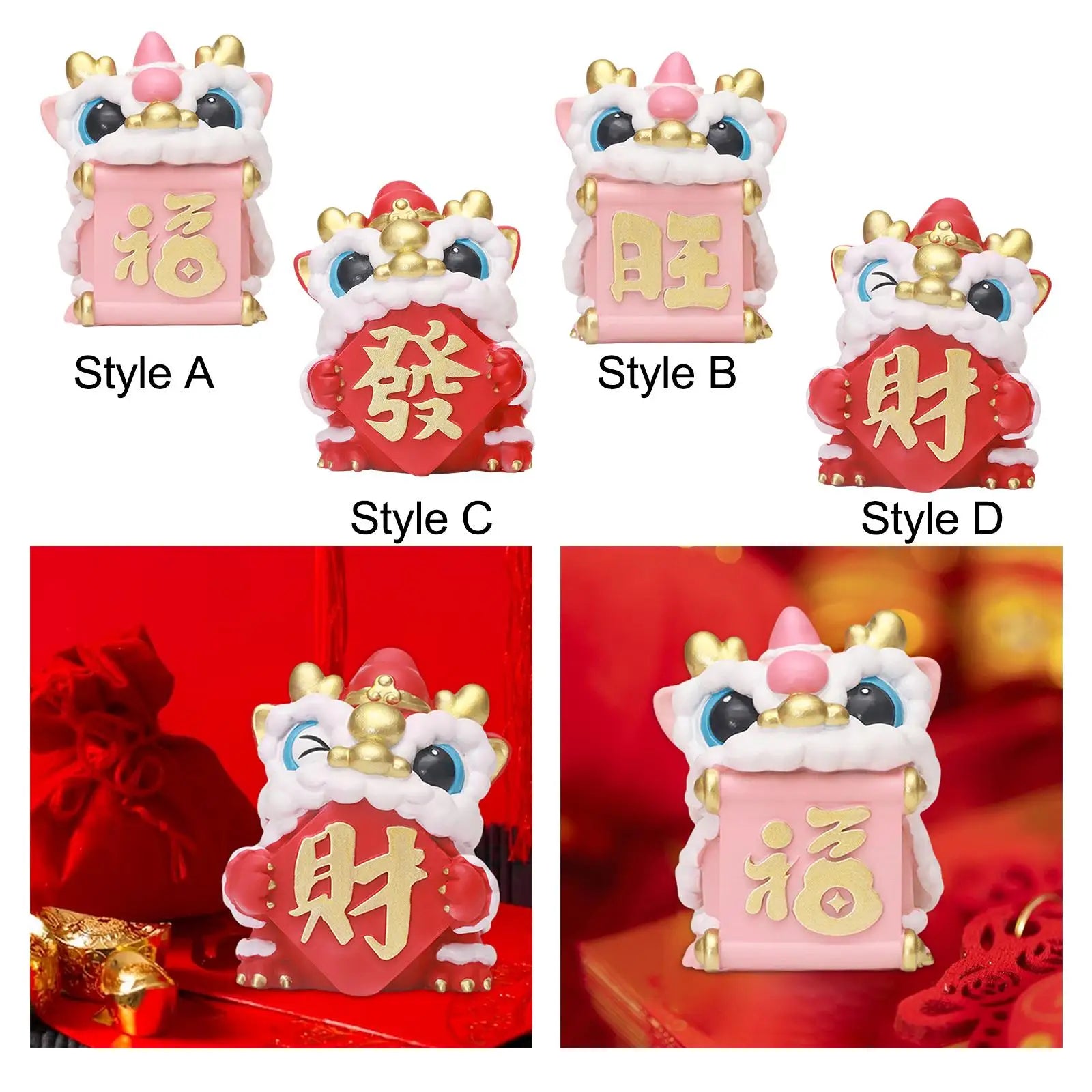 Chinese Lucky Lion Dance Figurine – Feng Shui Desktop Ornament Decorative Figurine Zpaxo