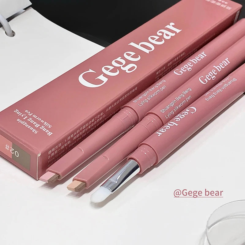2 in 1 Bicolor Lying Silkworms Pencil Nude Pink Under-Eye Matte Highlighting Shadow Pencil Eyeshadow Brightening Makeup Pencil Zpaxo
