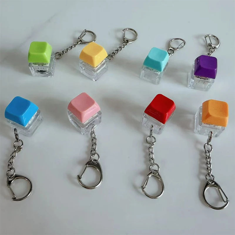 Unique Clear LED Mechanical Keyboard Keychain Miniature Stress Relief Zpaxo