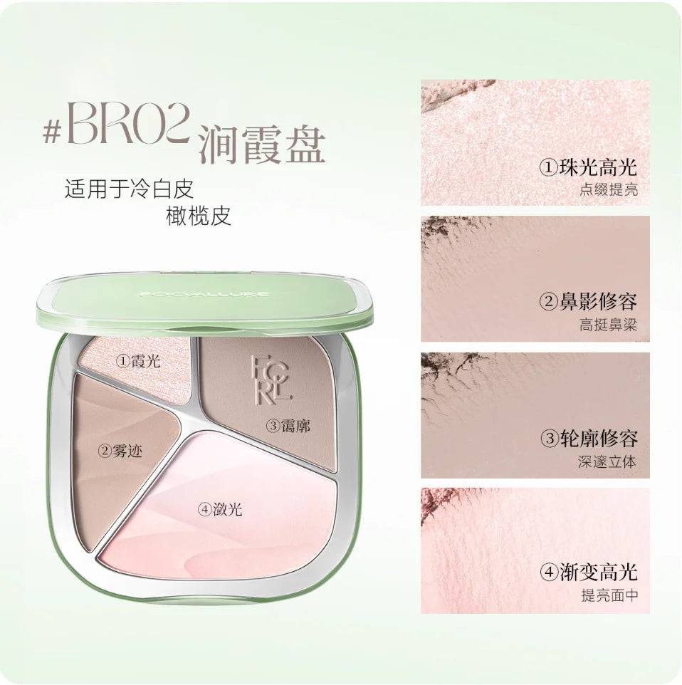FOCALLURE Light Shadow Blush Blending Palette Cloudy Valley Zpaxo BR02