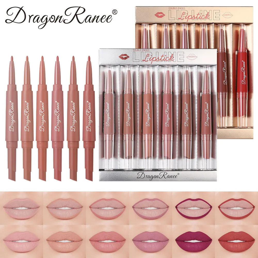 Set of Six Double-Ended Lipsticks, Velvet Matte Lipsticks, Easy to Apply, Non-Fading, Non-Stick Lipsticks Set Zpaxo