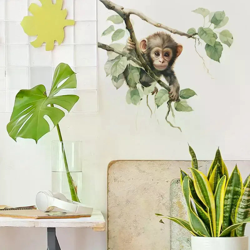 Cute Monkey Wall Sticker Bathroom Toilet Decor Living Room Cabinet Zpaxo Default Title