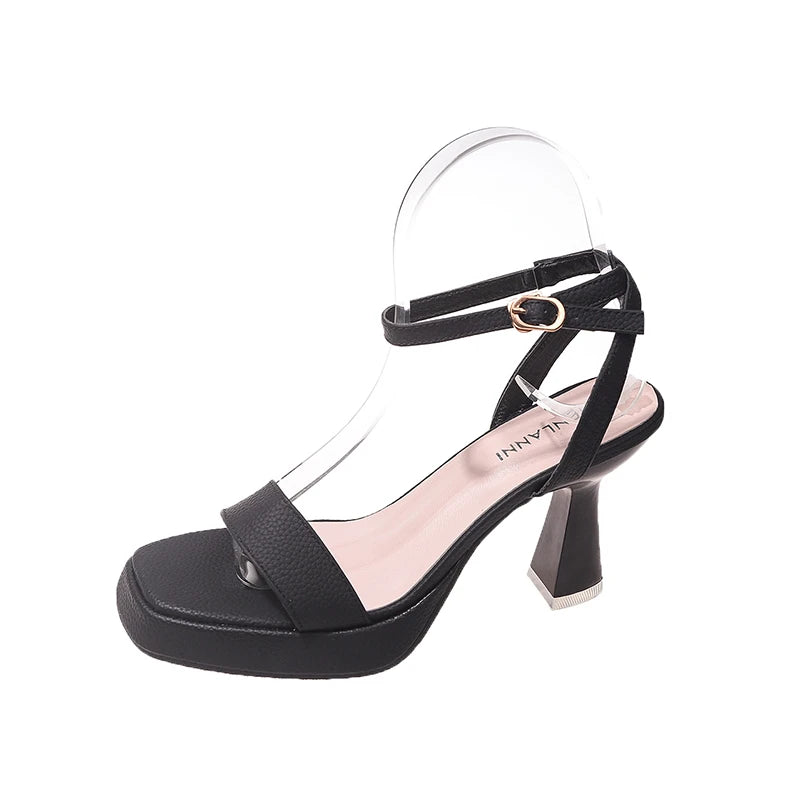 2025 Summer Fashionable Women's Shoes Thick Sole Ankle Strap High Heel Waterproof Platform Shoes Pink Sandals 9cm Zpaxo
