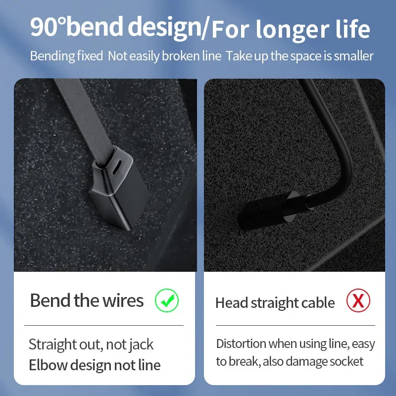 60W USB-C Elbow Fast Charging Cable for Tesla Model 3 & Y