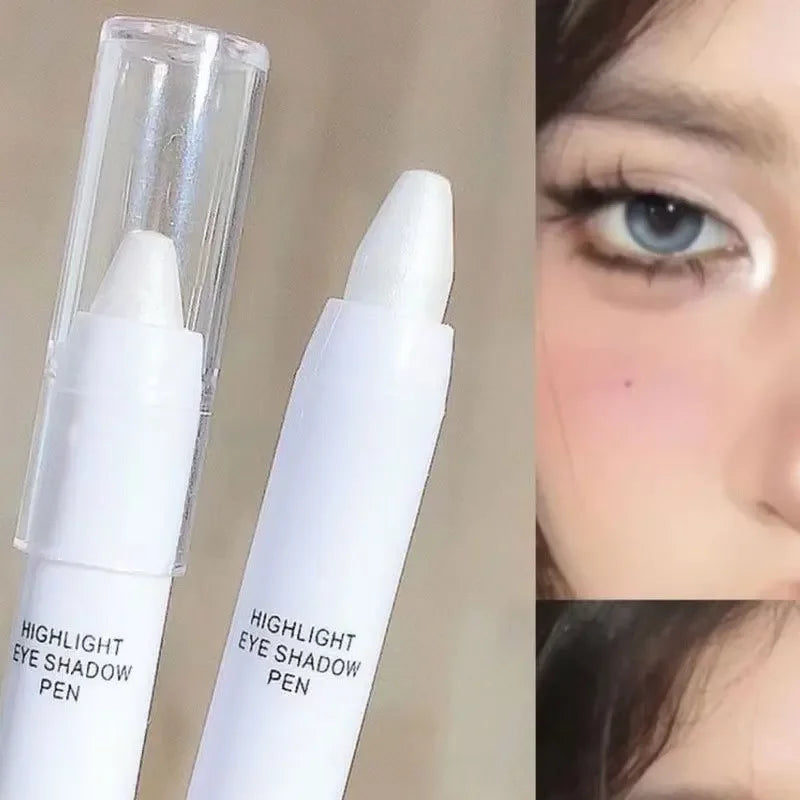 1PC Highlight Waterproof and Sweatproof Glitter Eyeshadow Pencil Good Texture Durable Eye Shadow Stick Strobe Matte Highlighter Zpaxo 01-Pearl light