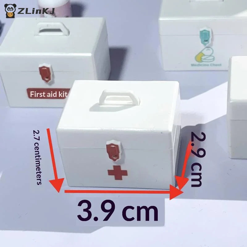 ▶1/12 Dollhouse Miniature Simulation Medicine Box Emergency Case Model Toy Dollhouse Living Room Decoration Micro Scene Ornament Zpaxo