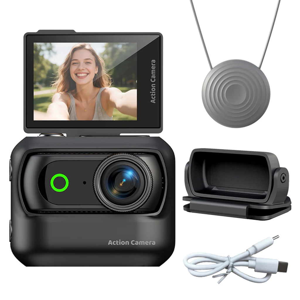 Compact Panoramic Action Camera Flip Screen Wifi Mini Sports Magnetic