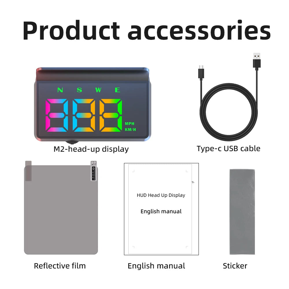 Car Head Up Display W2S HUD Digital GPS Speedometer MPH Overspeed