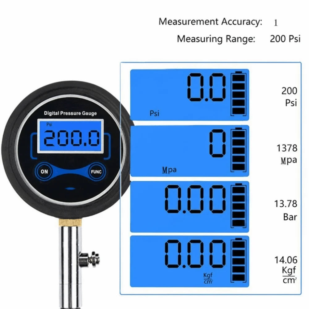 LCD Display Auto Tire Pressure Gauge Digital Test Accessories Zpaxo
