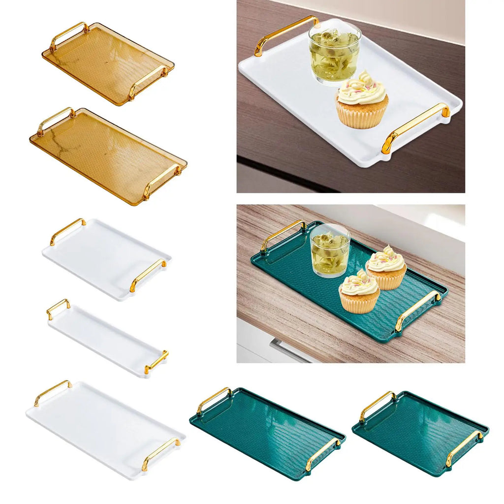 Rectangular Serving Tray with Handles – Vanity & Kitchen Platter Serving Tray Zpaxo