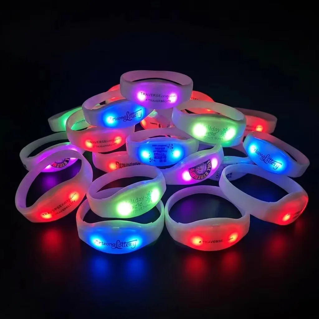20 30 50 70 Music Sound Activated LED Bracelet Light Up Glow Dark