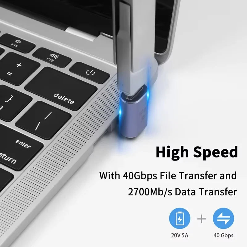 USB4 40Gbps 90° USB-C Adapter | 100W Fast Charge & 8K Video USB-C Adapter Zpaxo