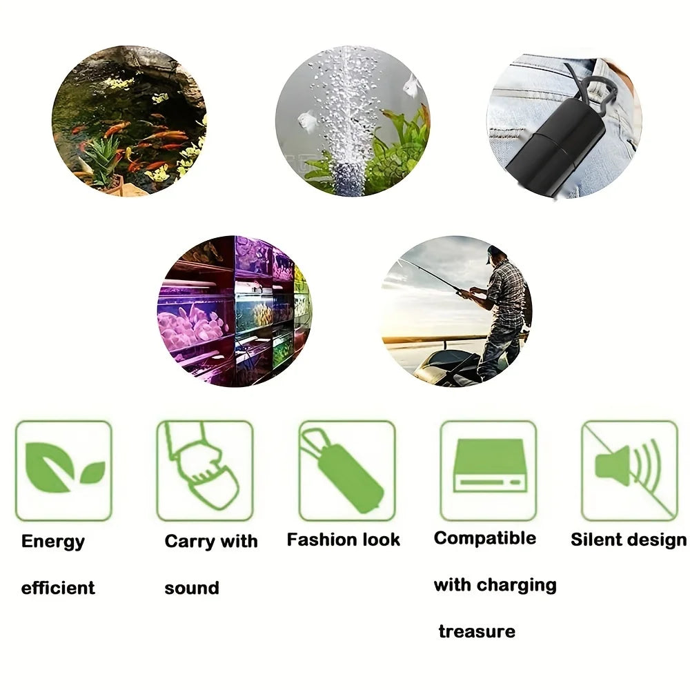 Aquarium Oxygen Air Pump Fish Tank USB Silent Compressor Aerator