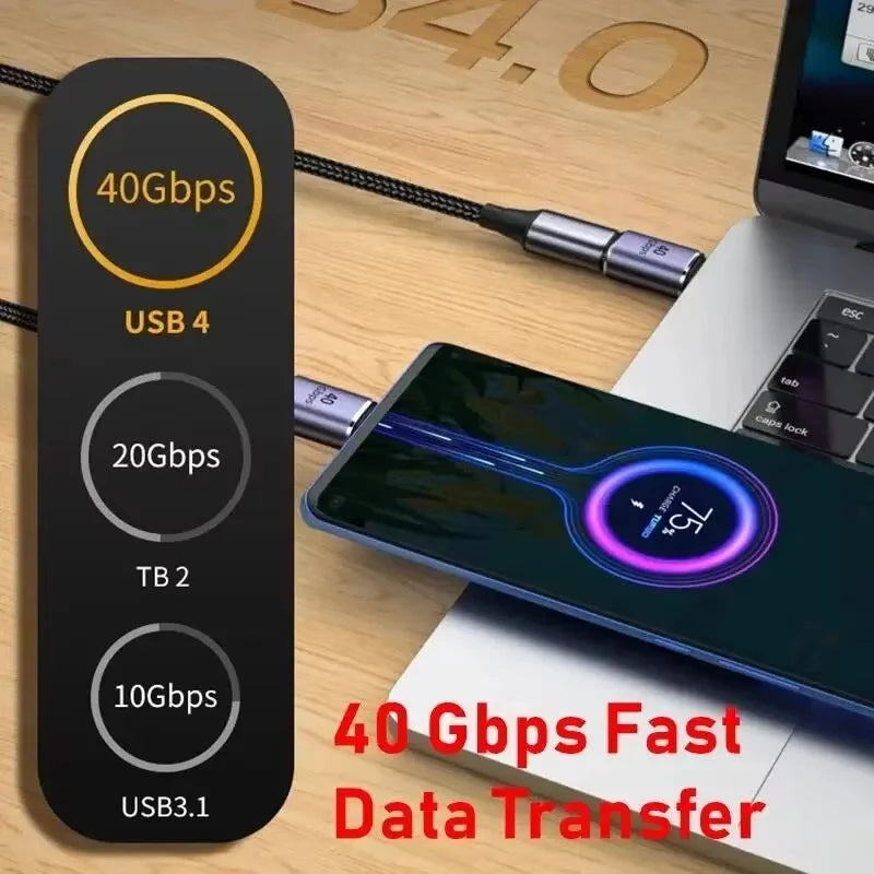 USB4 40Gbps 90° USB-C Adapter | 100W Fast Charge & 8K Video USB-C Adapter Zpaxo