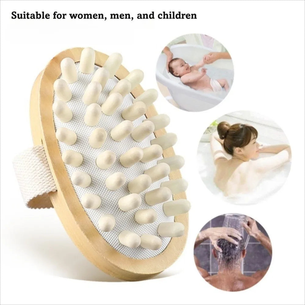 Portable Body Shaping Brush Air Cushion Design Manual Wooden Massager Lightweight Scalp Massage Brush Muscle Relaxation Zpaxo