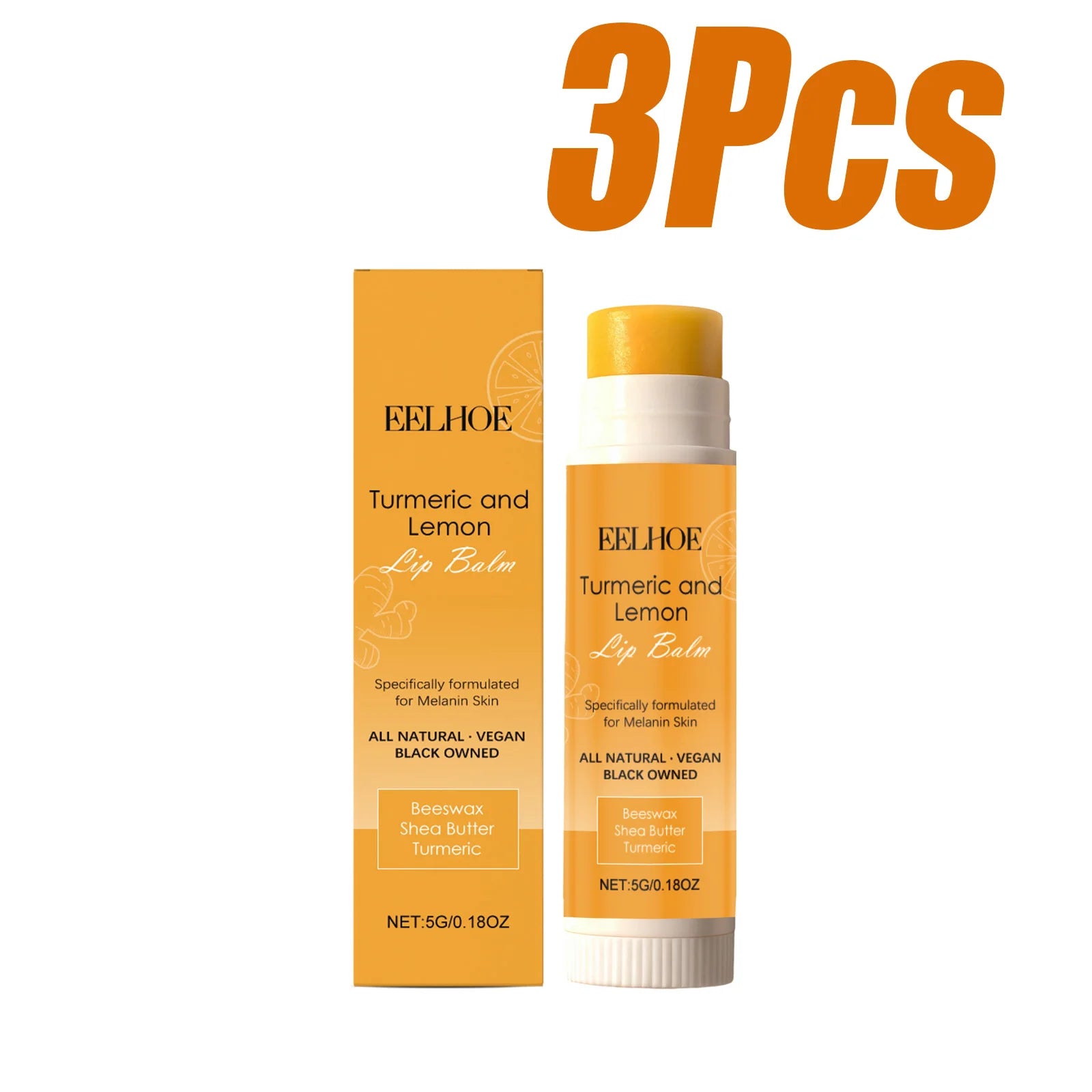 Eelhoe Turmeric Lemon Lip Balm – Brightening & Moisturizing Lip Balm Zpaxo 3 x 5g Boxed