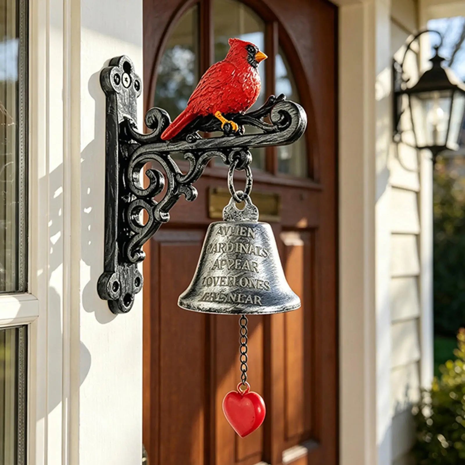 Outdoor Dinner Bell Wall Mounted Retro Decoration Red Cardinal Bird
