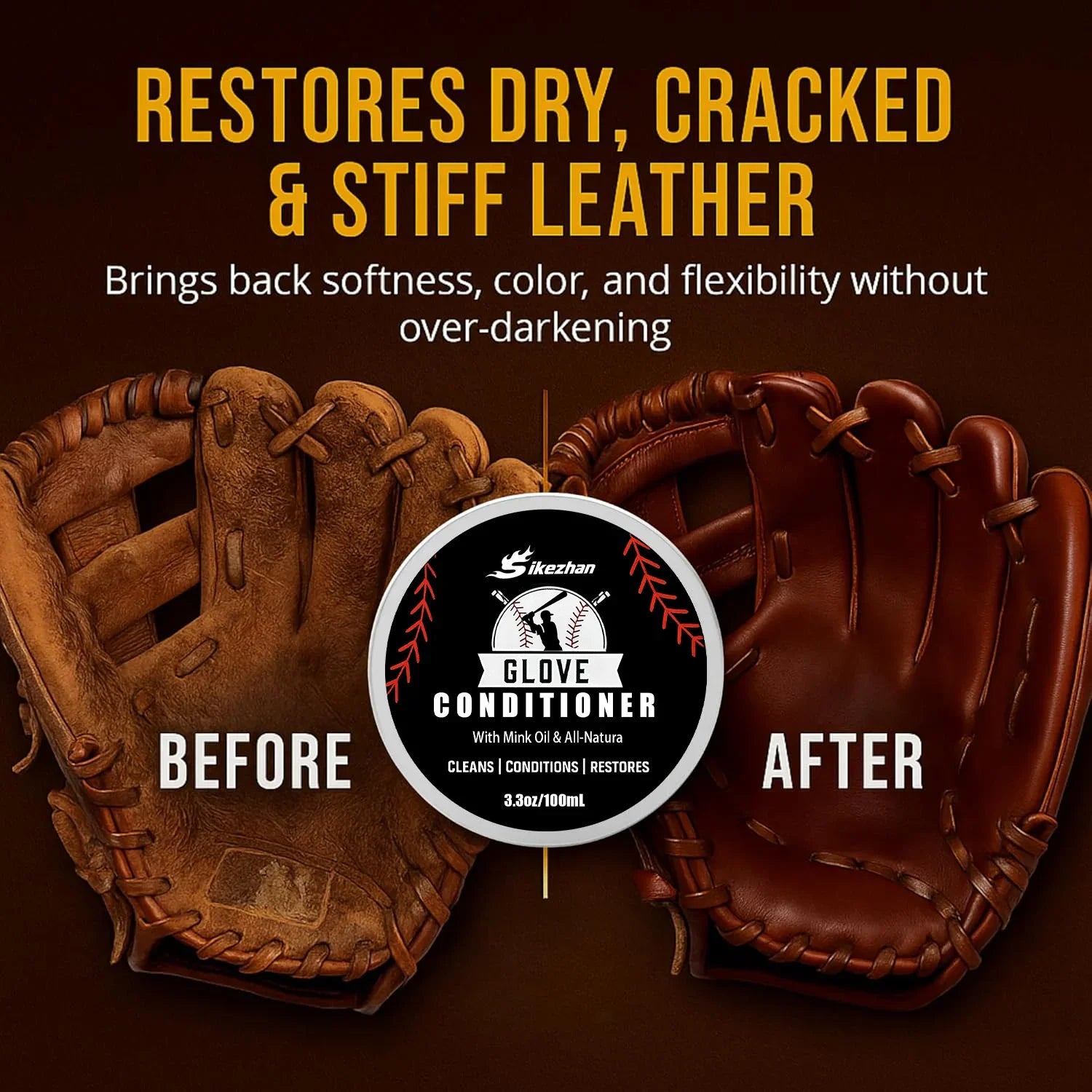 Professional Leather Conditioner for Baseball Softball Gloves and All Leather Sports Equipment Care＆Protection Matériel De Sport Zpaxo