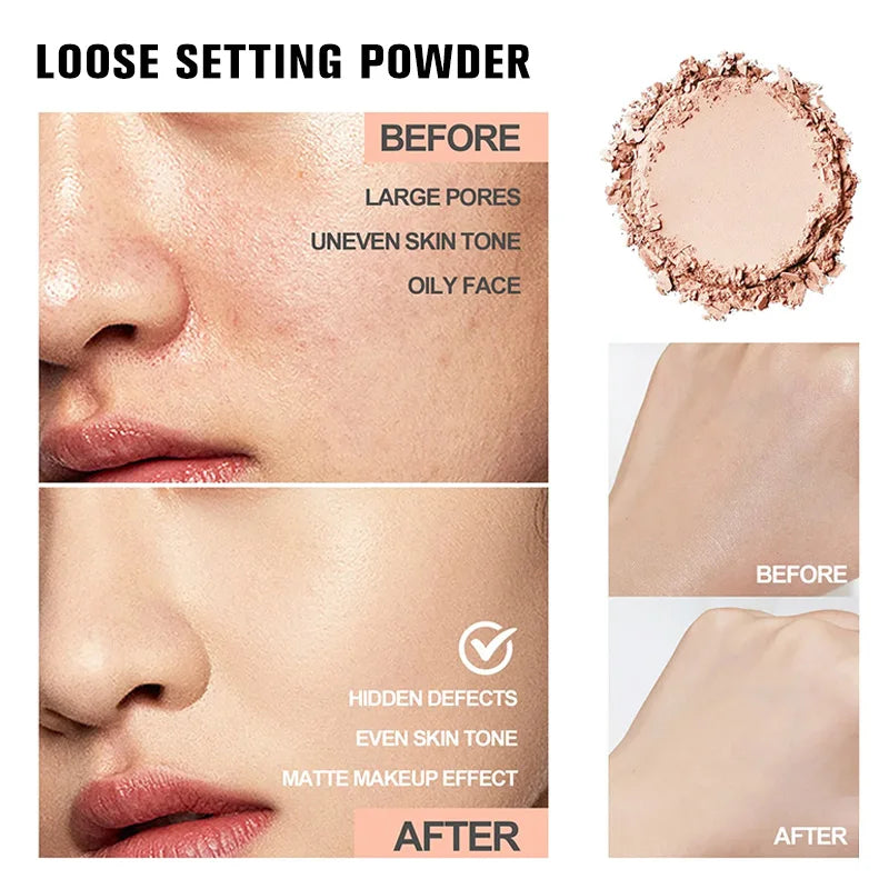 Banana Shaped Loose Powder Loose Baking Powder Oil-control Long Lasting Coverage Setting powder Facial Makeup Make Up For Women Zpaxo