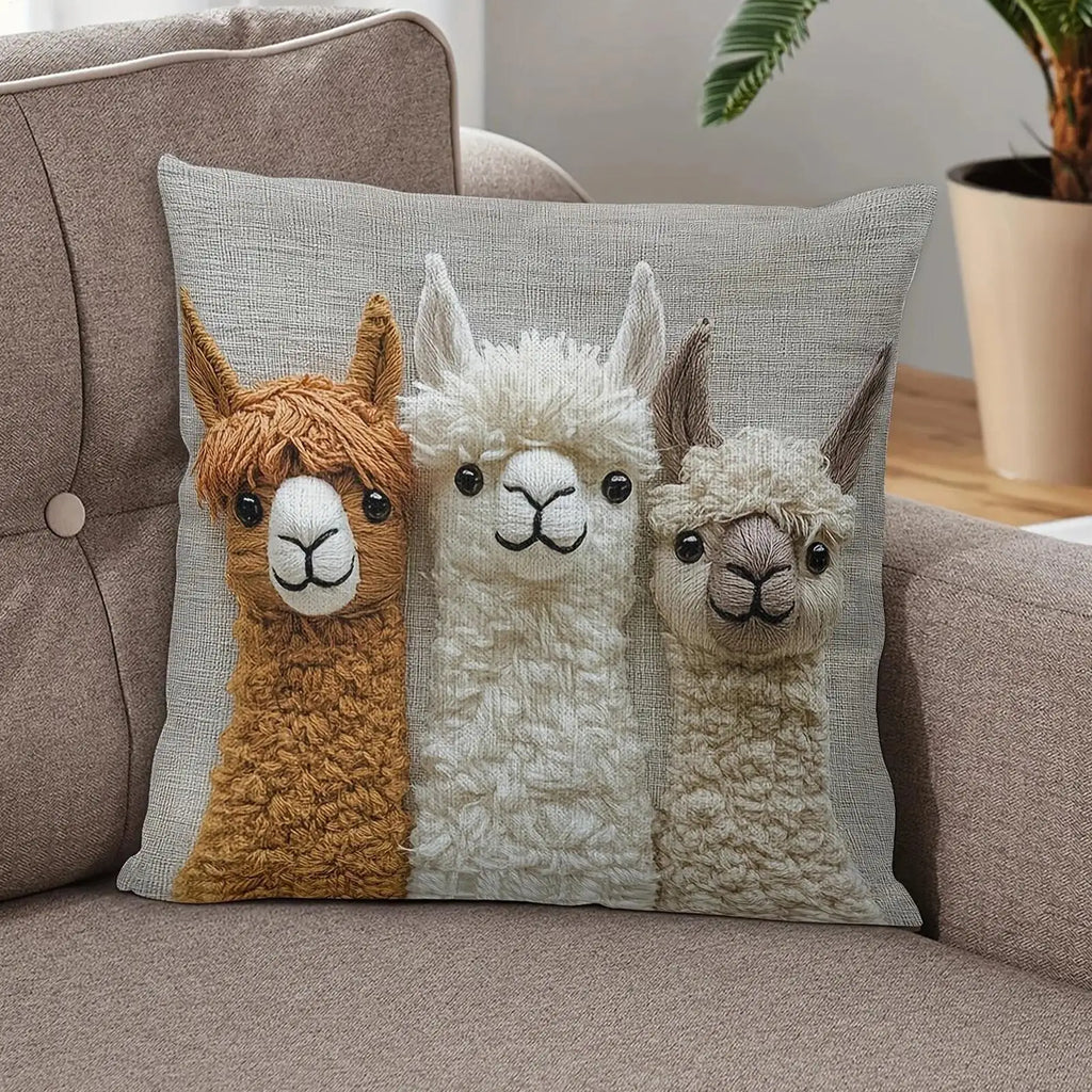 Cute Alpaca Print Pillow Cover – Soft Cushion Case 17.7x17.7in Decorative Pillow Cover Zpaxo