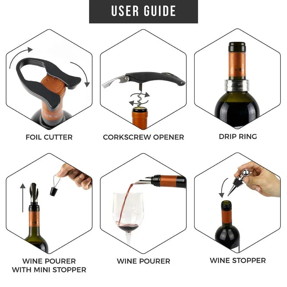 5-Piece Wine Opener Gift Set – Corkscrew & Accessories Kit Wine Accessory Set Zpaxo