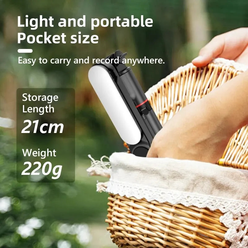 Portable Selfie Stick Phone Tripod With LED Light & Wireless Remote Extendable Tripods Stand 360 Rotation Compatible For iPhone Zpaxo
