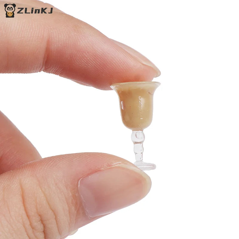 ▶1/12 Dollhouse Miniature Wine Bottle Set with cup Simulation Drinks Model Toys Zpaxo