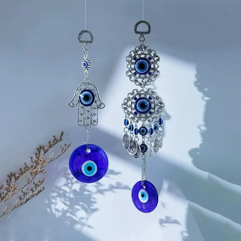 1 Devil's Eye Pendant Palm Alloy Blue Glass Garden Decorative Craft
