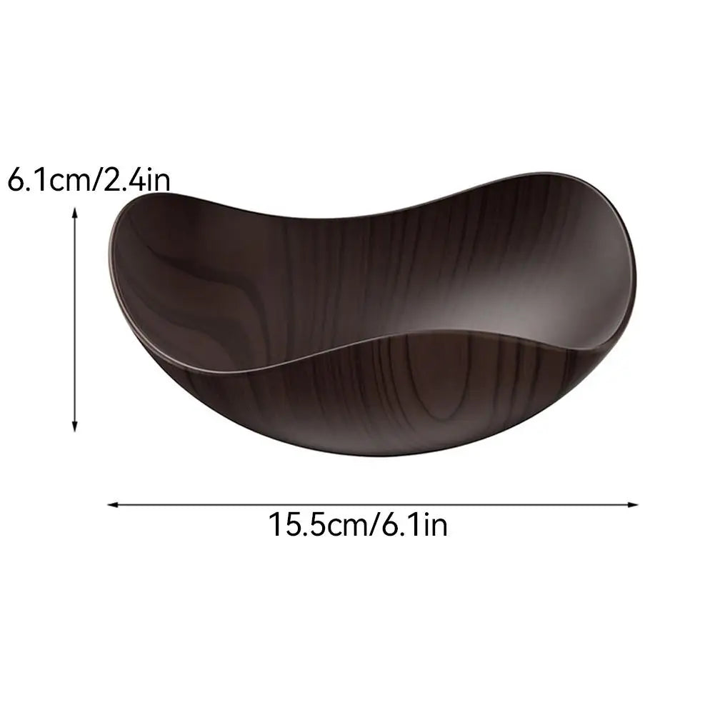 Wood Grain Plastic Serving Bowl – Fruit Salad Candy Party Dish Serving Bowl Zpaxo