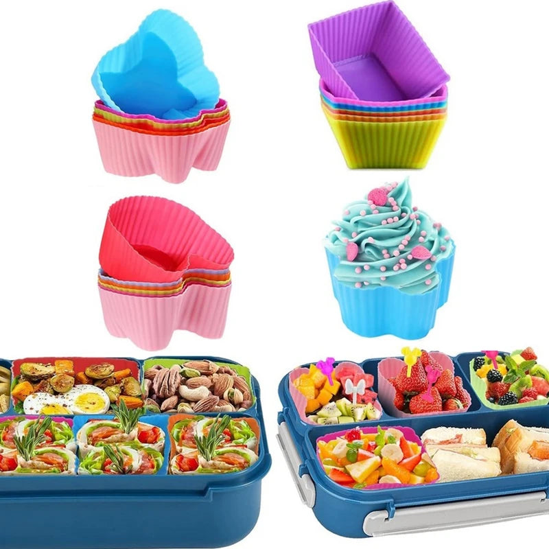 8-Pack Silicone Bento Box Dividers & Mini Baking Molds