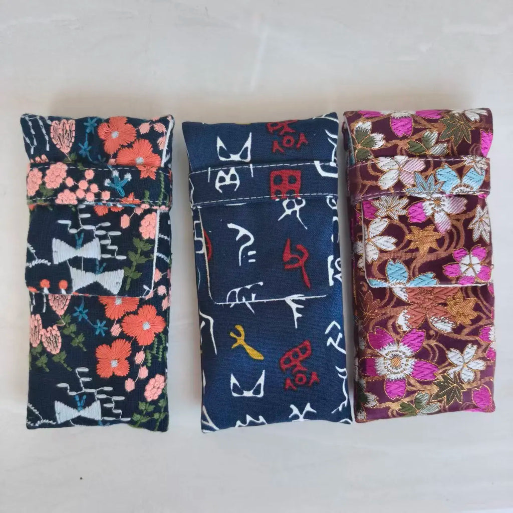Chinese Style Pen Bag 3 Pen Set Portable Pen Bag Simple Pen Bag Protective Bag Portable Storage Flannel Zpaxo
