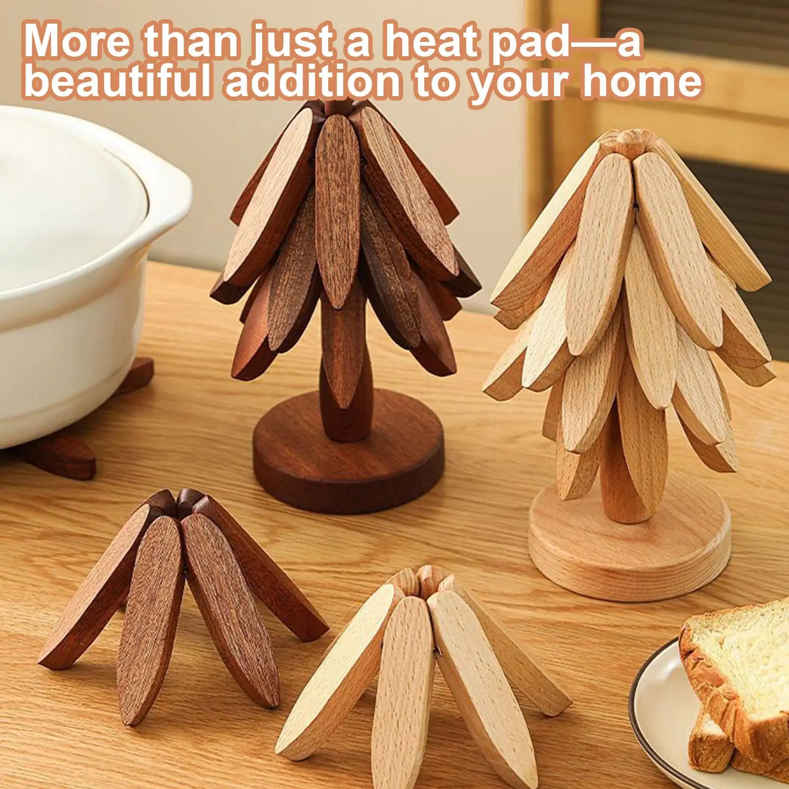 Wood Trivet Tree Shape Heat Resistant Coasters Kitchen Table