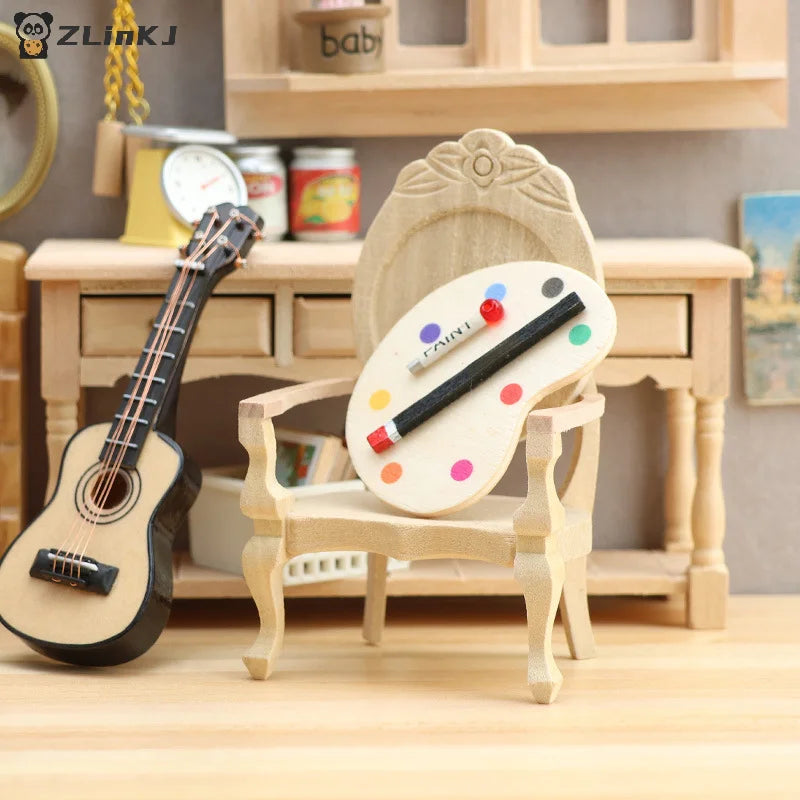 ▶1:12 Dollhouse Miniature Chair Armchair Furniture Home Model Decor Toy Doll House Accessories Zpaxo