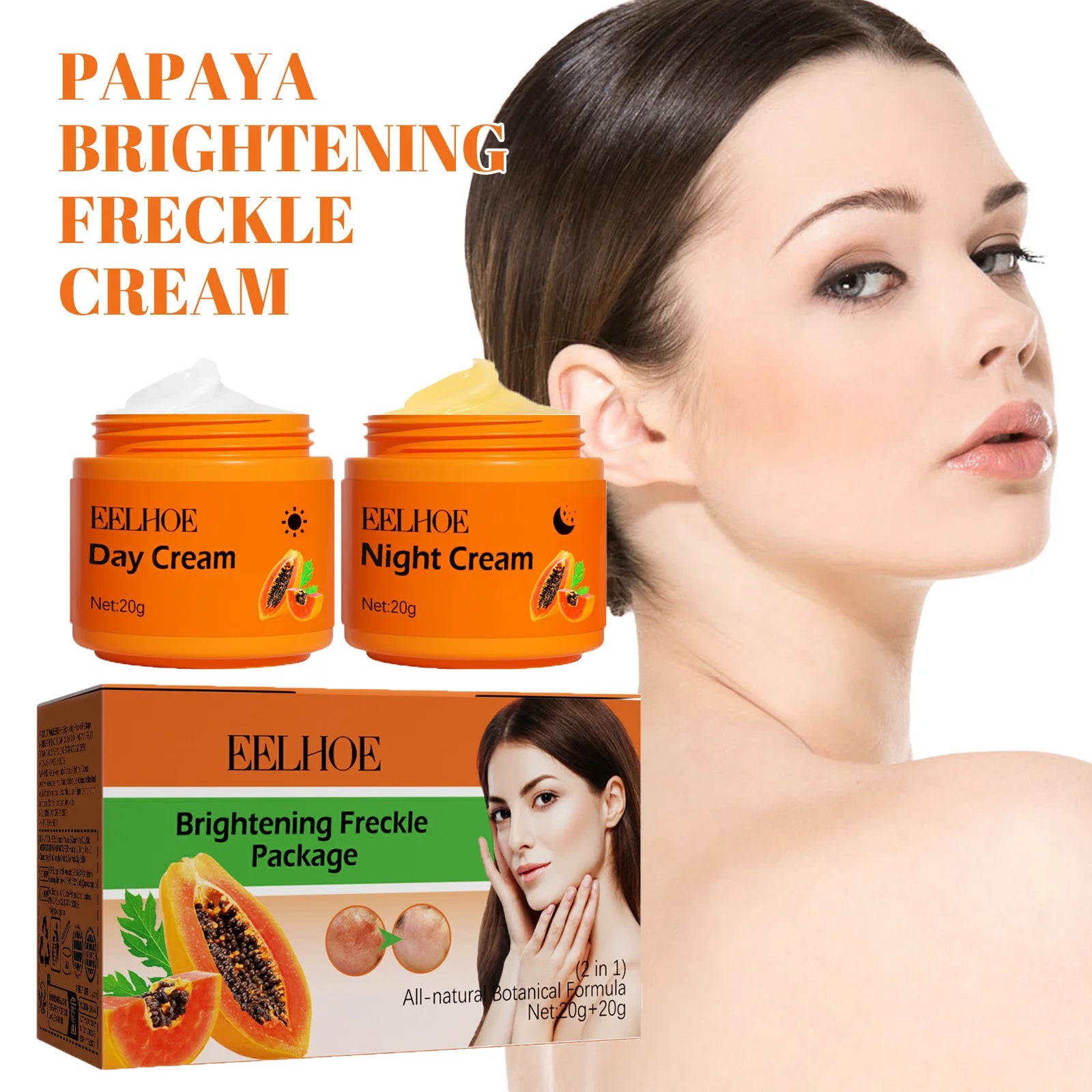 Papaya Day & Night Face Cream Set – Dark Spot & Freckle Corrector Brightening Face Cream Zpaxo