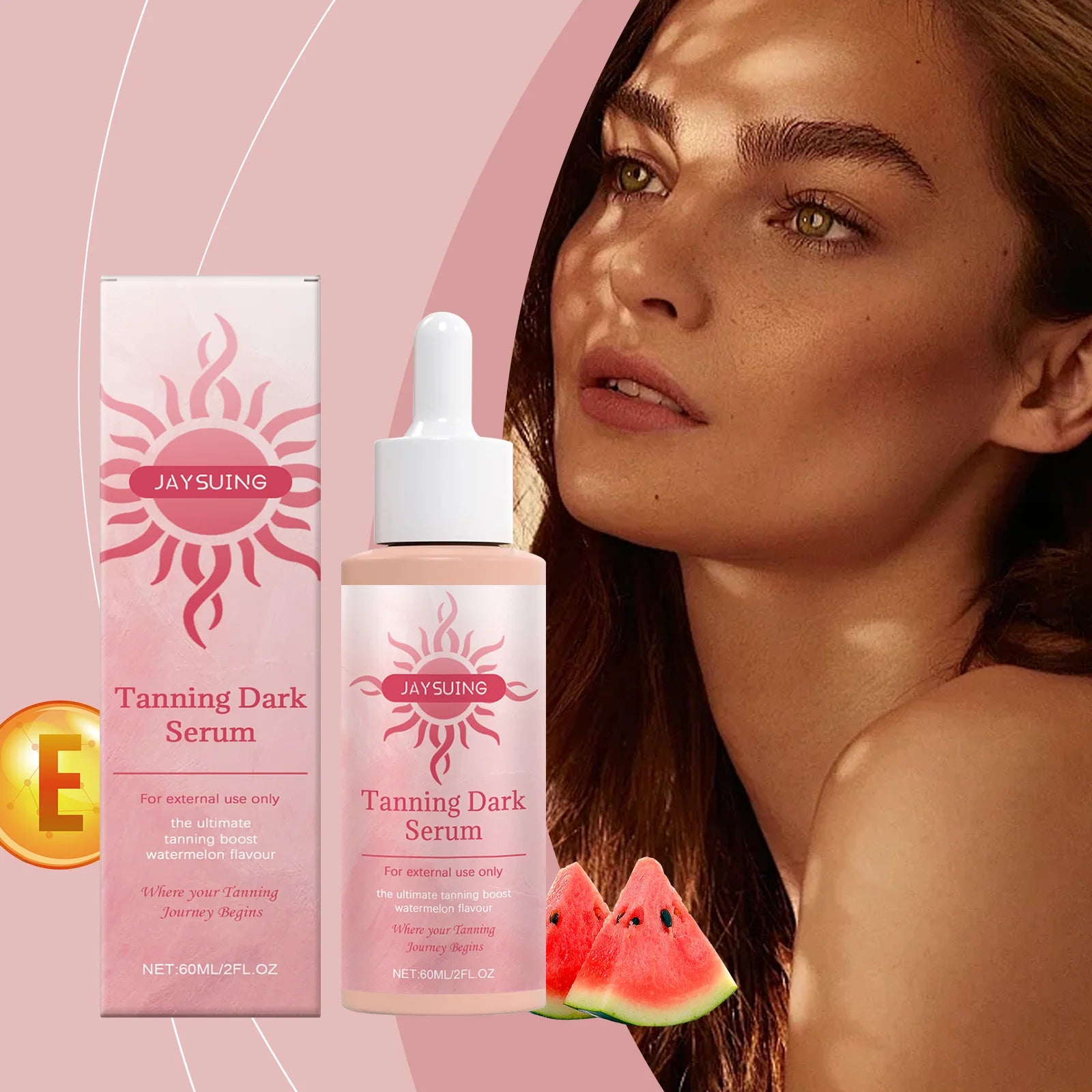 Jaysuing Watermelon Self Tanner Dark Drops Vitamin E 60ml Self Tanning Serum Zpaxo