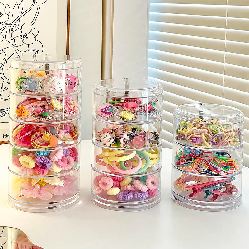 1pc Stylish & Large Capacity 3/4/5 Layers Rotating Jewelry Storage Box For Women, Transparent Desktop Organizer Dust-proof Hair Zpaxo