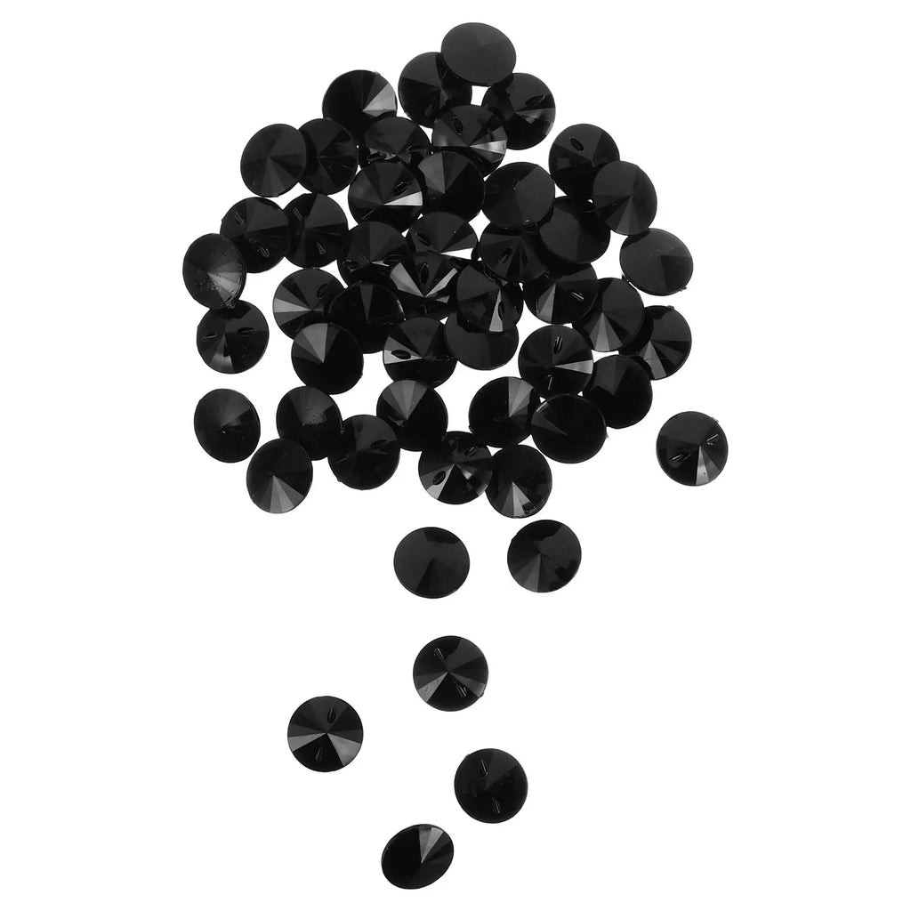 Black Round Acrylic Rhinestone Buttons Crystal Effect Clothing